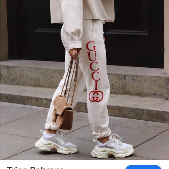 Gucci Beige Joggers with Red Branding - Picture 8 of 8